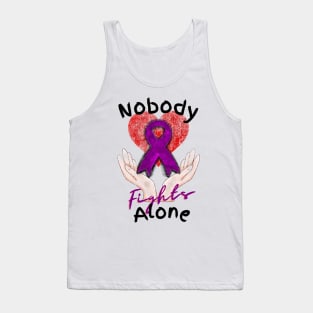 Nobody Fights Alone Alzheimer's Purple Ribbon Tank Top